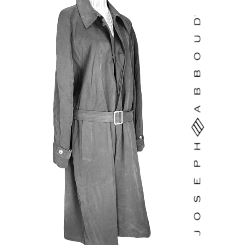 Joseph Abboud Men's Suit Full Length Overcoat Black Trench Sz 48L